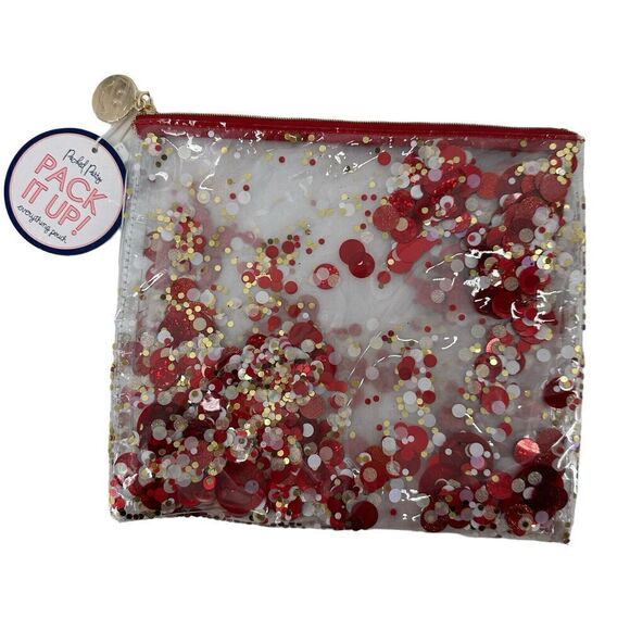 Packed Party Everything Pouch Spirit Confetti Red Zip Closure NEW Fun Festive - Picture 1 of 5